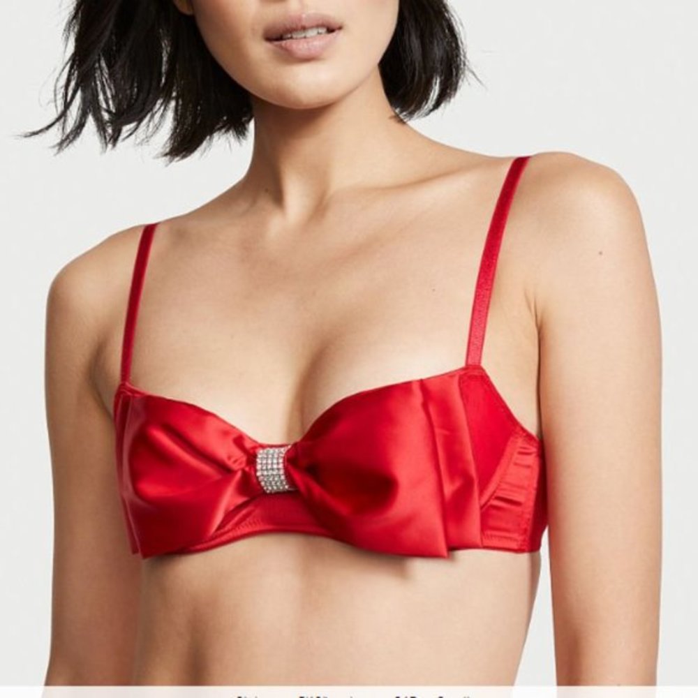 VS Wicked Unlined Bow Balconette Bra 32 dream angels DDD (F)